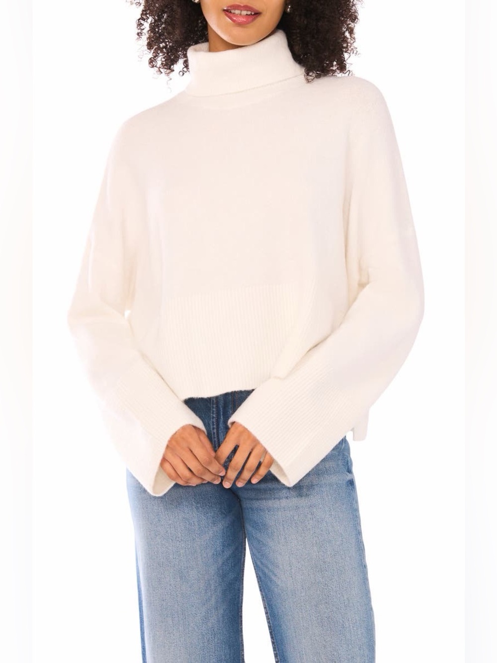 Parker Turtleneck Crop Sweater White